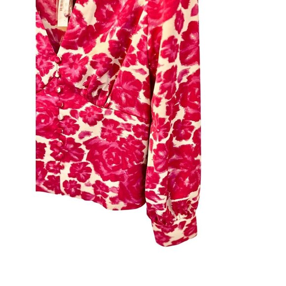 New! J.Crew Size 0 Pink Floral V-Neck Top Blouse - Picture 12 of 12
